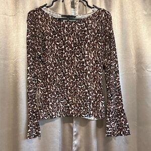 White House Black Market Animal Print Long Sleeve Top